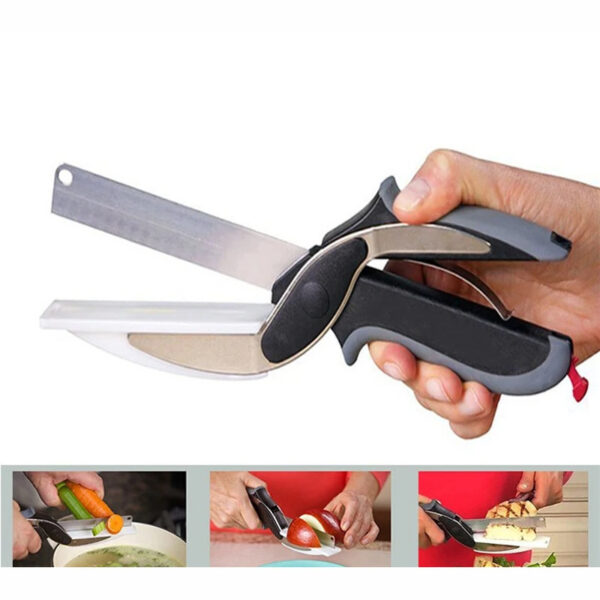 Kitchen Gadget Scissors 2-in-1 Functional Smart Chopping Knife Food Scissors Vegetable Scissors A Good Helper In The Kitchen - Image 2