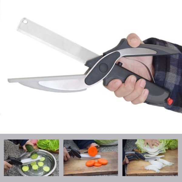 Kitchen Gadget Scissors 2-in-1 Functional Smart Chopping Knife Food Scissors Vegetable Scissors A Good Helper In The Kitchen