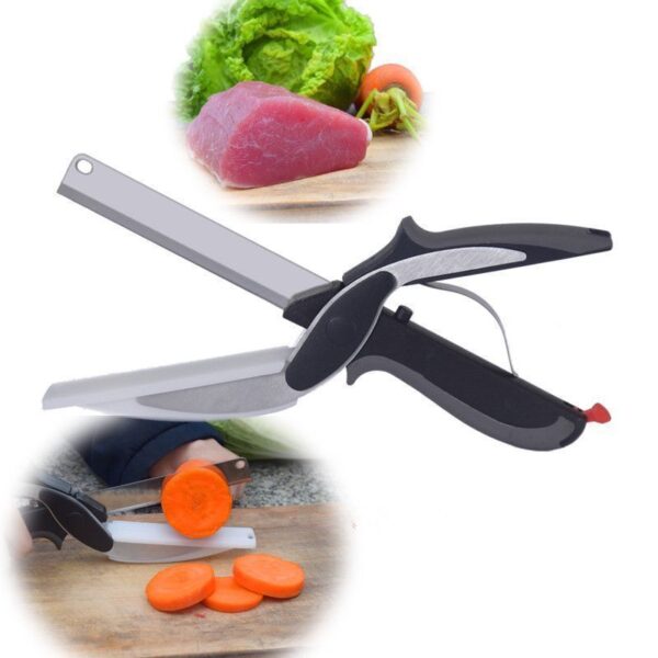 Kitchen Gadget Scissors 2-in-1 Functional Smart Chopping Knife Food Scissors Vegetable Scissors A Good Helper In The Kitchen - Image 4