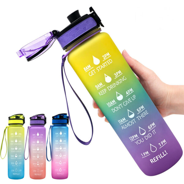 1L Tritan Water Bottle With Time Marker Bounce Cover Motivational Water Bottle Cycling Leakproof Cup For Sports Fitness Bottles - Image 4